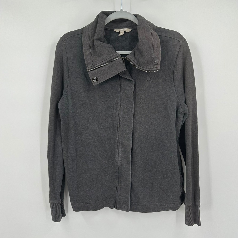 Banana Republic Women Minimalist Asymmetrical Funnel Neck Sweatshirt Size L Gray